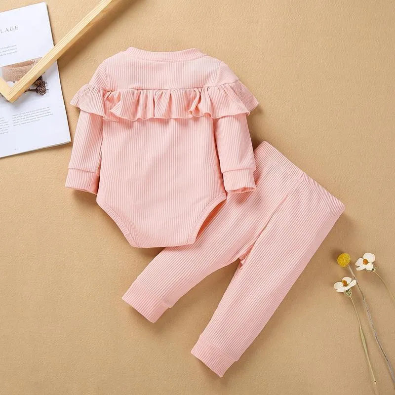 2-piece Solid Bodysuit & Pants for Baby Girl