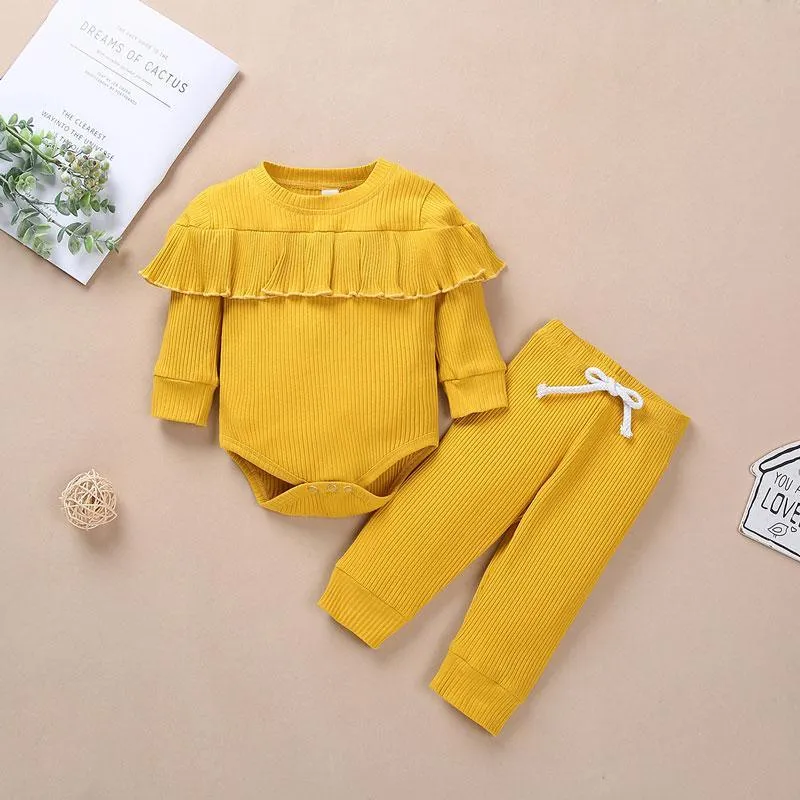 2-piece Solid Bodysuit & Pants for Baby Girl