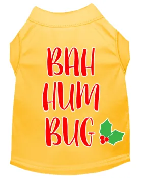 Bah Humbug Screen Print Dog Shirt Yellow Med