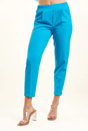 Blue 3/4 Solid Pants W Pockets
