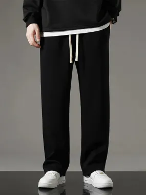 Casual Solid Drawstring Straight Sweatpants