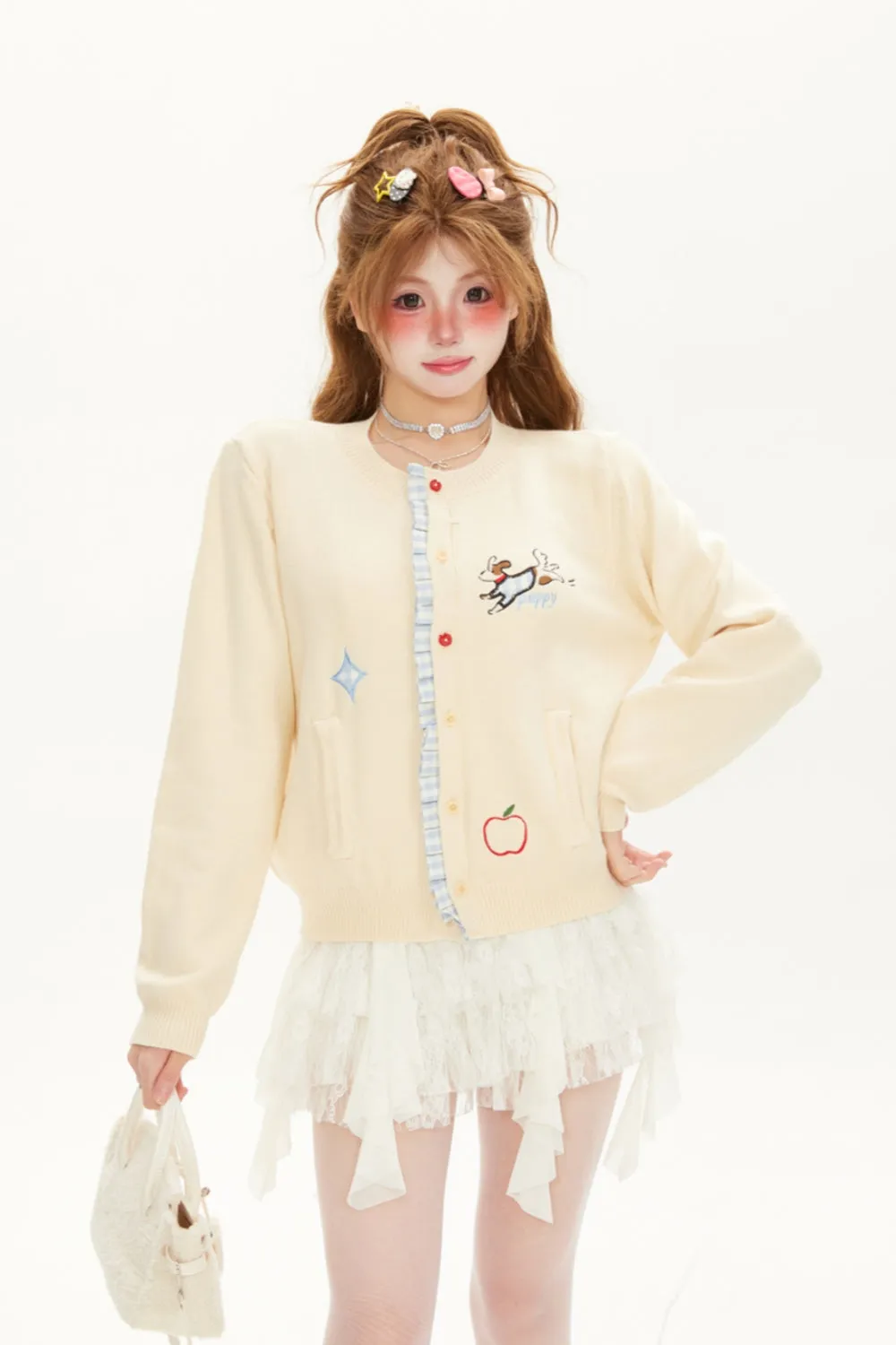 Chic Puppy Knit Cardigan Sweaters