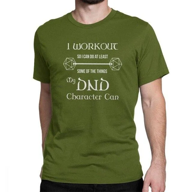 Dungeons And Dragons Gym Workout Dnd D20 Dice Weight Lifting T Shirt for Men Tops Tees 100% Cotton Crew Neck Funny T-Shirt Tops