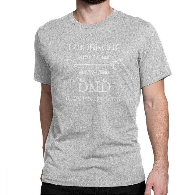 Dungeons And Dragons Gym Workout Dnd D20 Dice Weight Lifting T Shirt for Men Tops Tees 100% Cotton Crew Neck Funny T-Shirt Tops