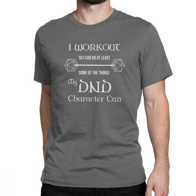 Dungeons And Dragons Gym Workout Dnd D20 Dice Weight Lifting T Shirt for Men Tops Tees 100% Cotton Crew Neck Funny T-Shirt Tops