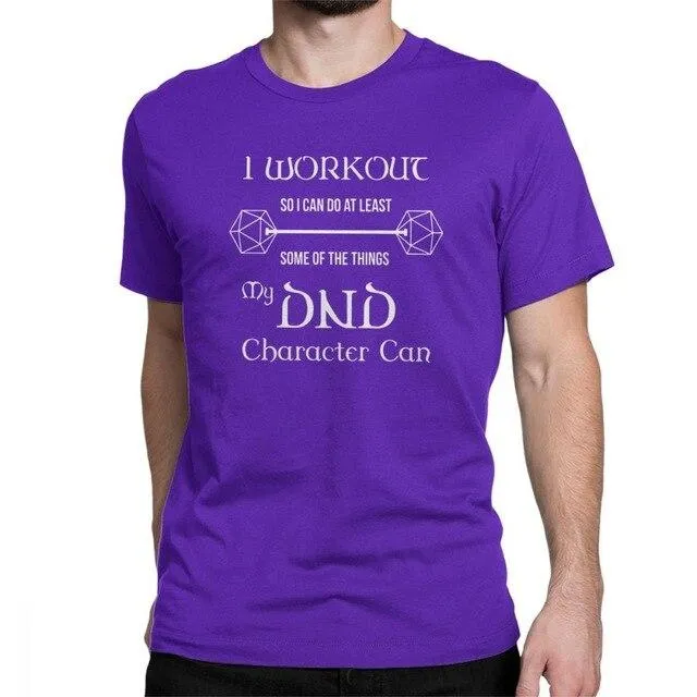 Dungeons And Dragons Gym Workout Dnd D20 Dice Weight Lifting T Shirt for Men Tops Tees 100% Cotton Crew Neck Funny T-Shirt Tops