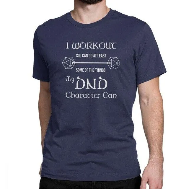 Dungeons And Dragons Gym Workout Dnd D20 Dice Weight Lifting T Shirt for Men Tops Tees 100% Cotton Crew Neck Funny T-Shirt Tops