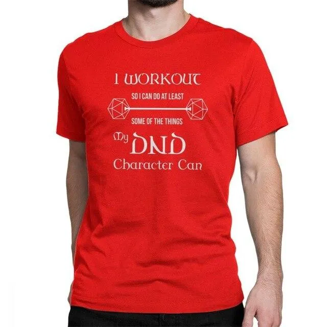 Dungeons And Dragons Gym Workout Dnd D20 Dice Weight Lifting T Shirt for Men Tops Tees 100% Cotton Crew Neck Funny T-Shirt Tops