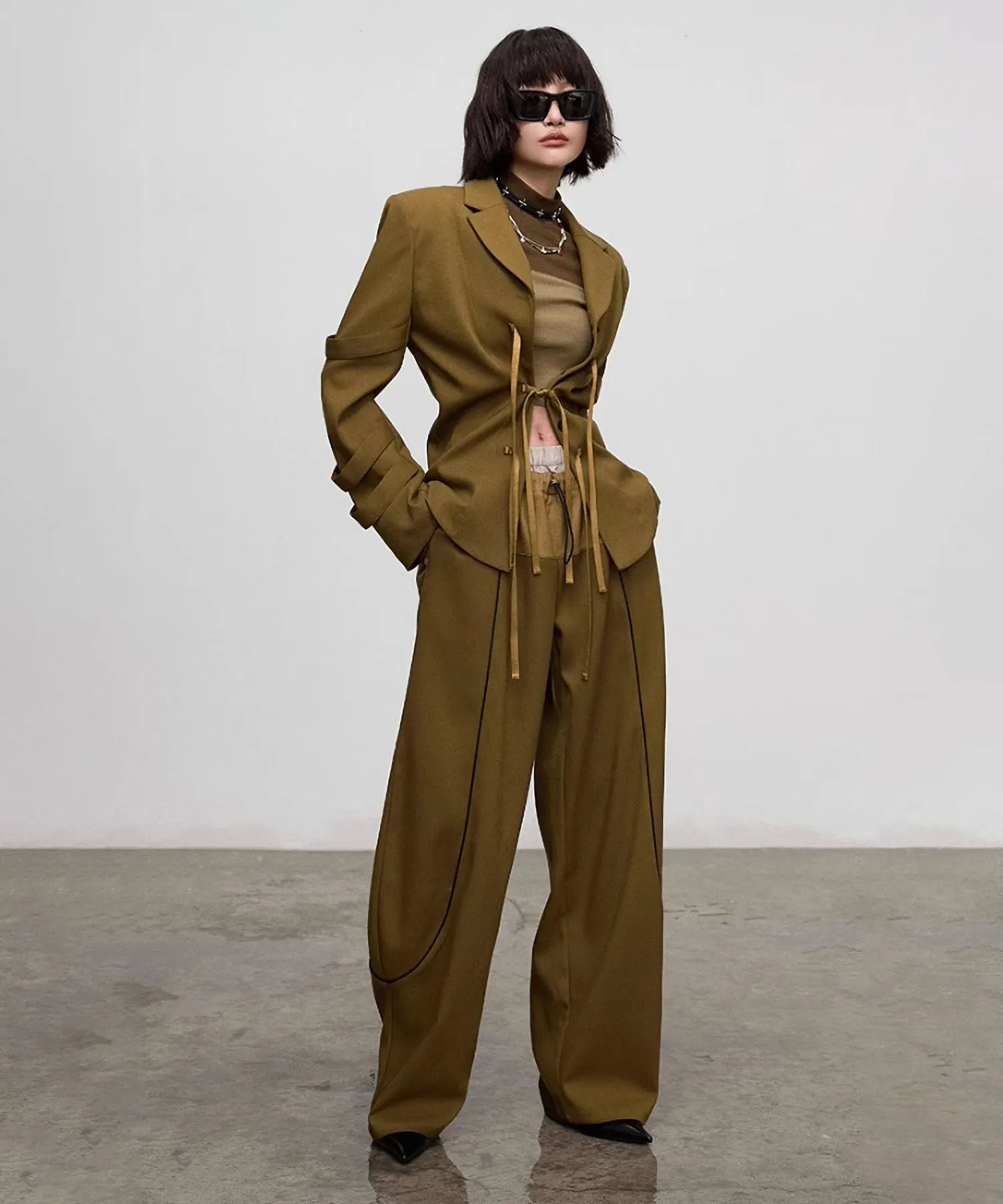 Faux Layered Casual Pants