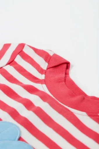 Frugi Easy On T-Shirt - Watermelon Stripe/Ladybird