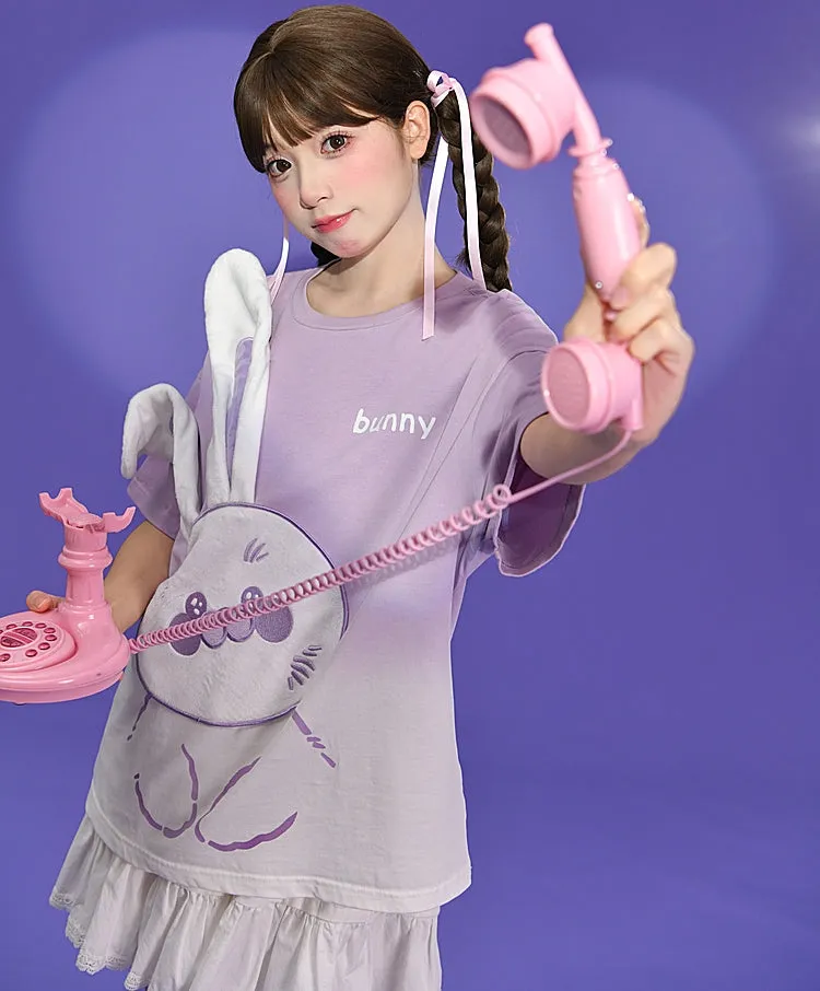 Kawaii Semi-Stereo Purple Cartoon Rabbit T-shirt