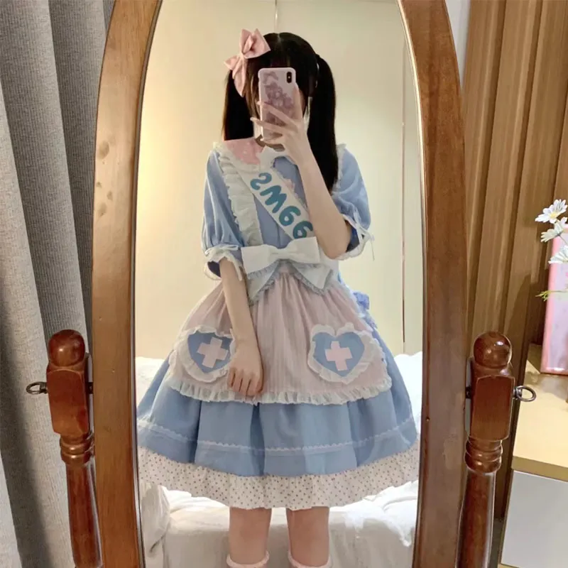 Kawaii Sweet Blue Short Lolita Dress Set