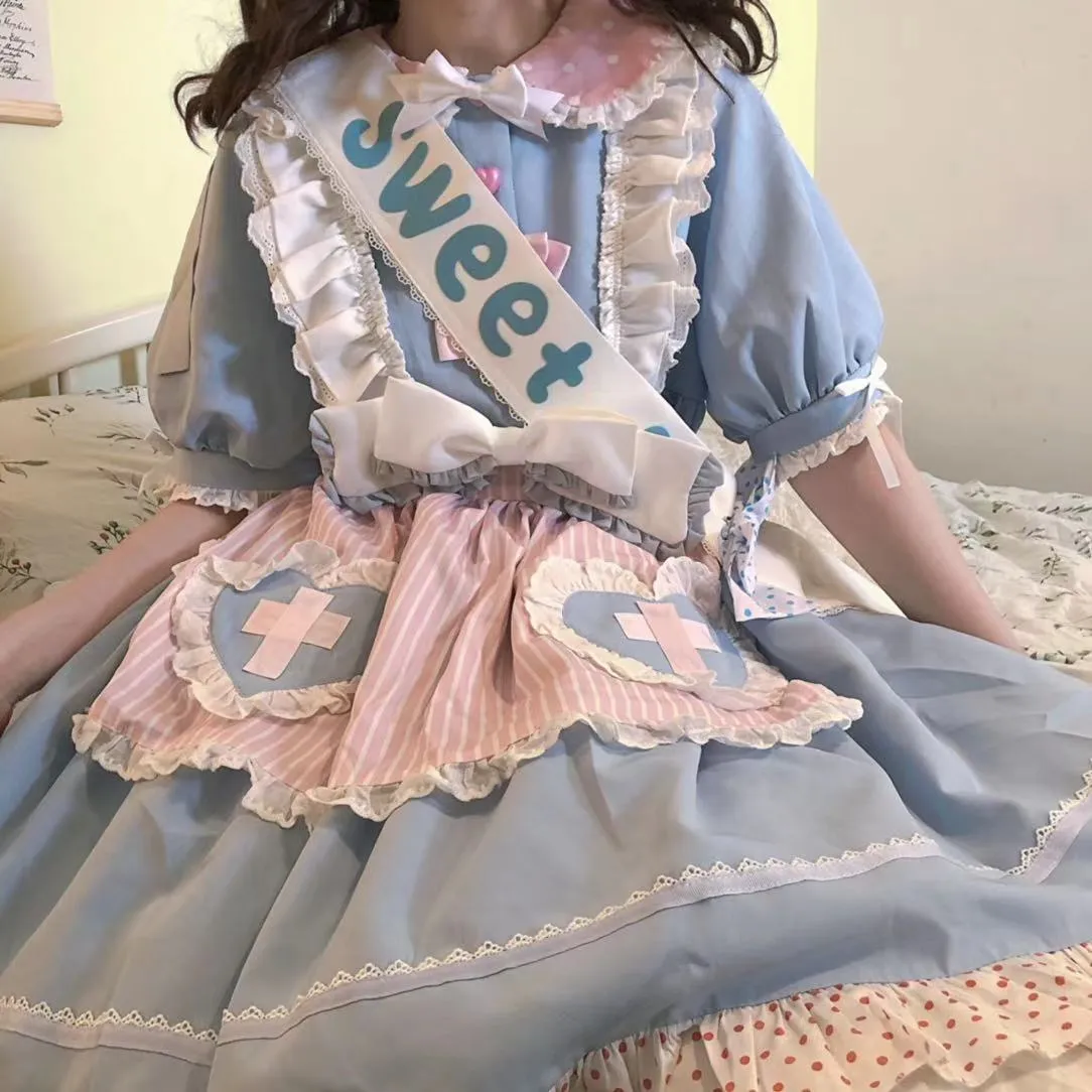 Kawaii Sweet Blue Short Lolita Dress Set