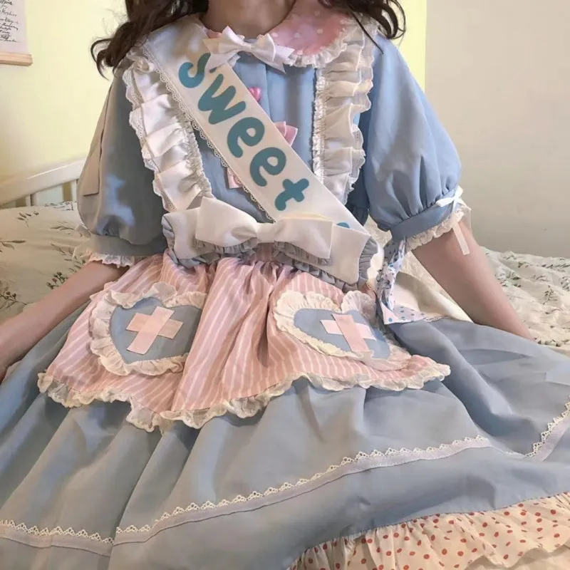 Kawaii Sweet Blue Short Lolita Dress Set