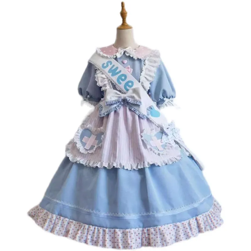 Kawaii Sweet Blue Short Lolita Dress Set