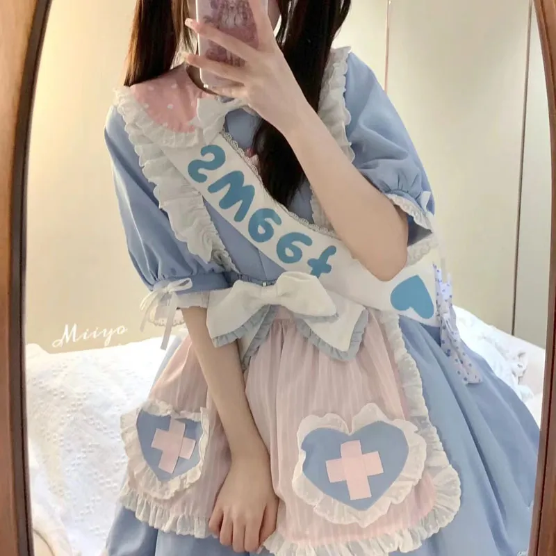 Kawaii Sweet Blue Short Lolita Dress Set