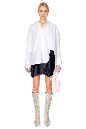 Liquid Satin Flounce Mini Skirt With Lace