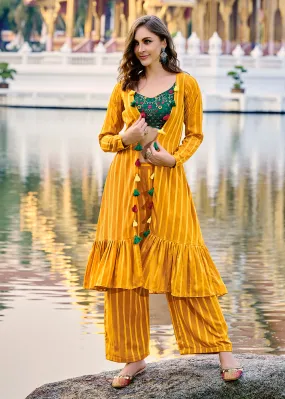 Lovely Yellow Exclusive Koti Style Co-Ords Palazzo Suit