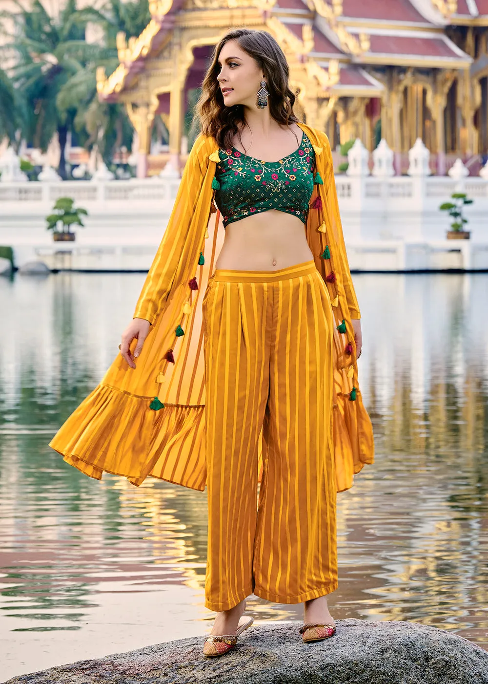 Lovely Yellow Exclusive Koti Style Co-Ords Palazzo Suit