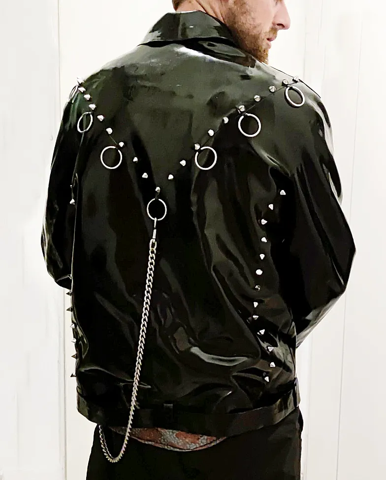 Men's Biker Jacket with Spikes & O-Rings