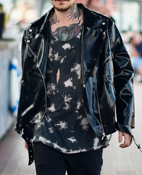 Men's Biker Jacket with Spikes & O-Rings