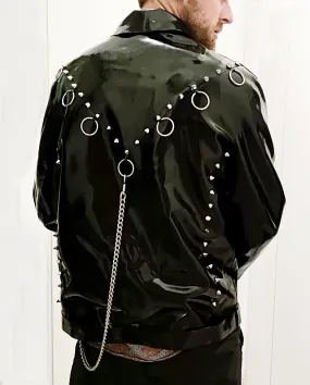 Men's Biker Jacket with Spikes & O-Rings