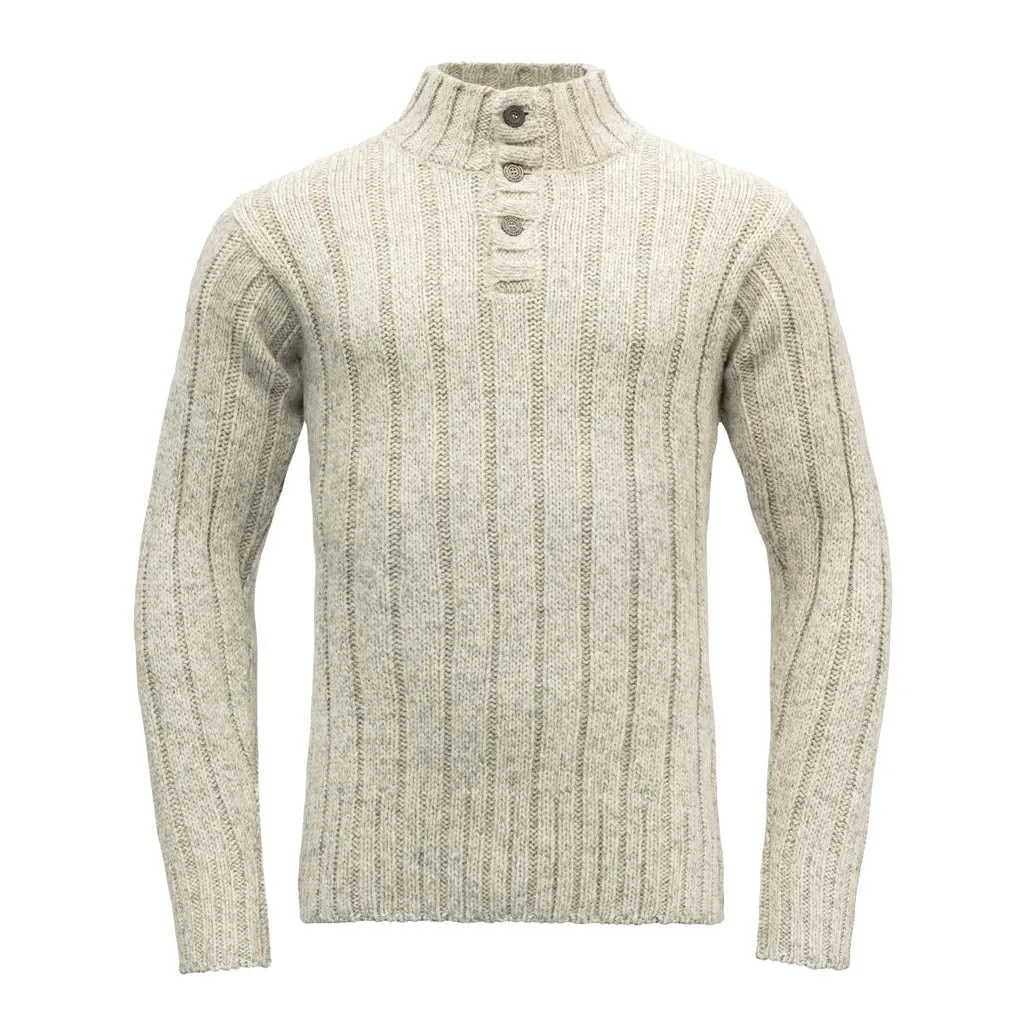 NANSEN WOOL BUTTON NECK GREY MELANGE