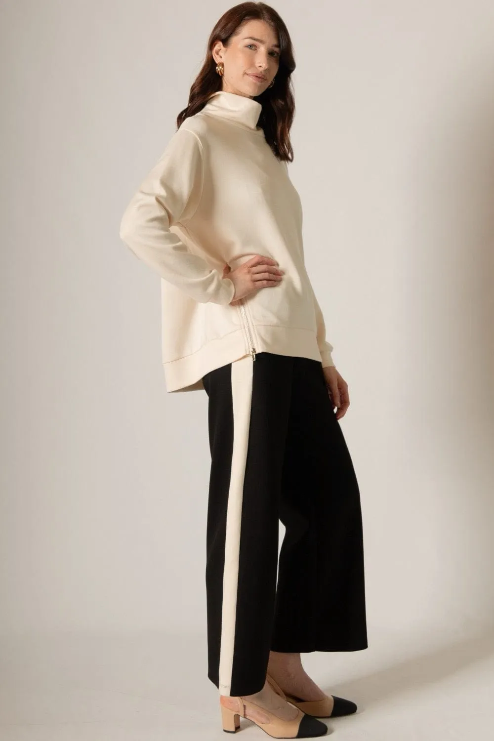 p cill Butter Modal Side Stripe Wide Leg Pants
