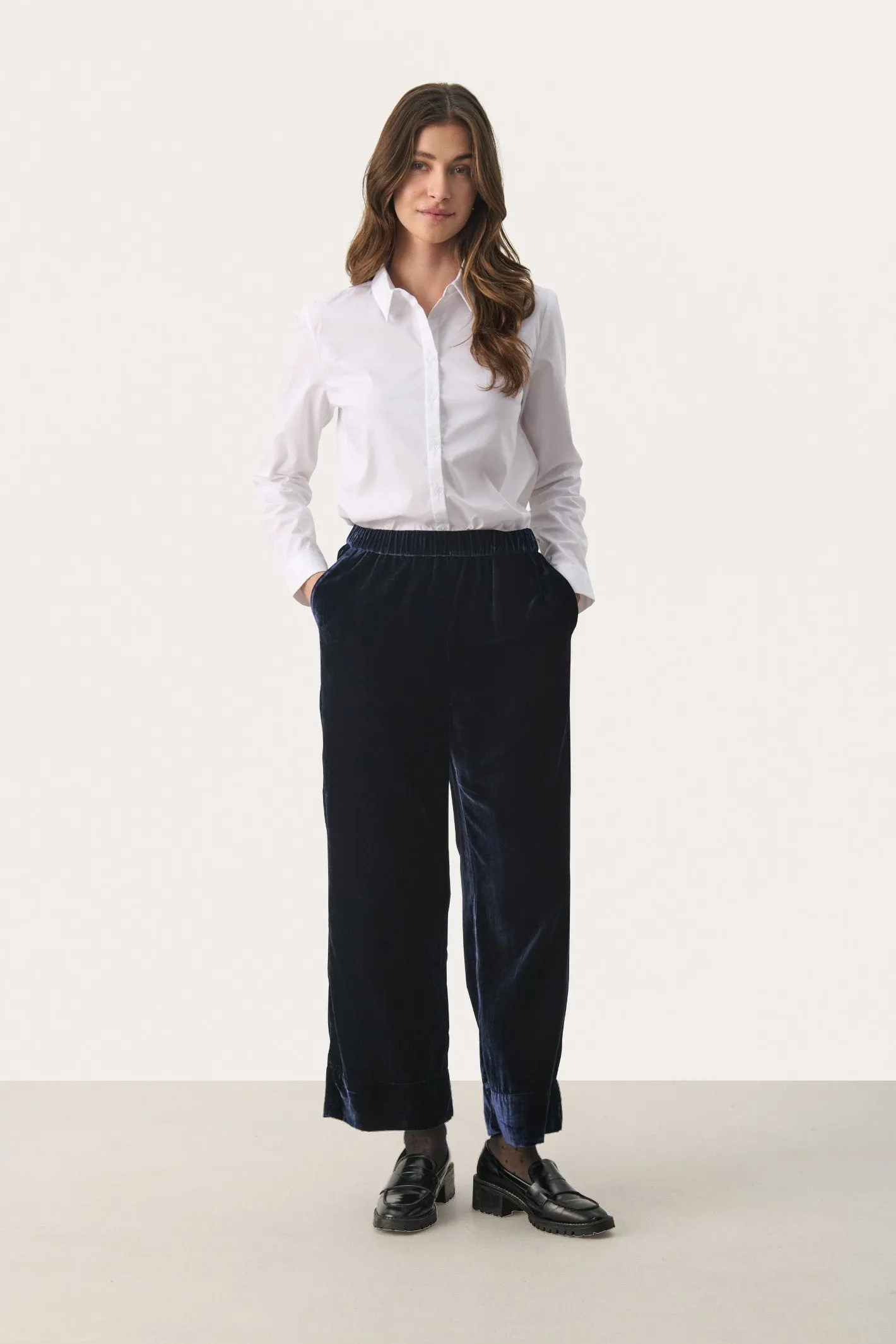 Part Two Lorine Navy Velvet Trousers 30308866