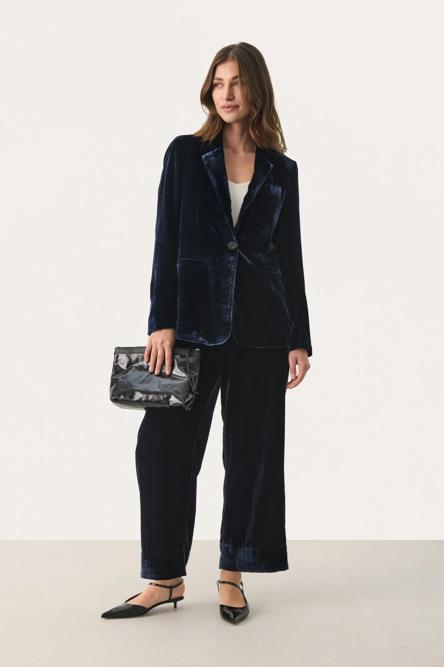 Part Two Lorine Navy Velvet Trousers 30308866