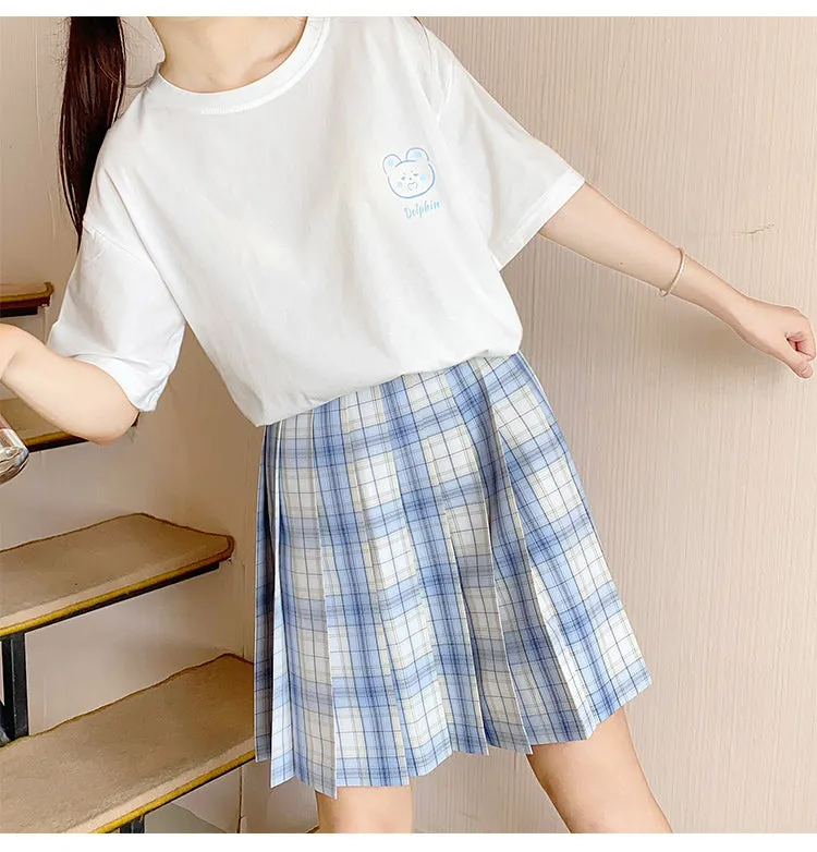 Summer Soft Girl Style Black Simple Bear Print T-shirt
